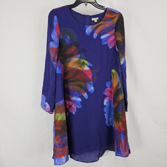 ANTHROPOLOGIE LEIFSDOTTIR WATERCOLOR DRESS Fanned Floral SIZE SMALL Flaw - Picture 2 of 8